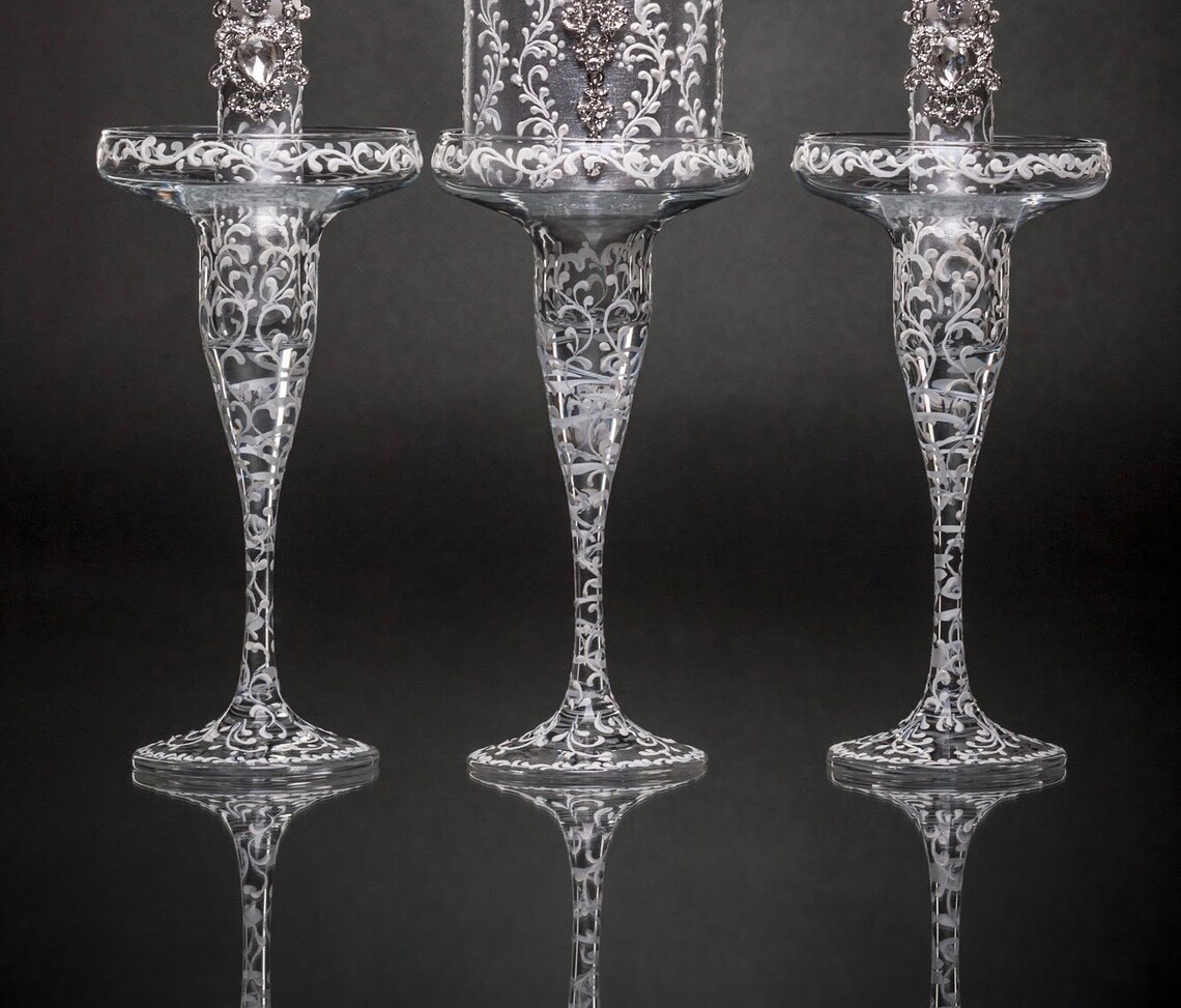 Unity Candle Holders White Three Candle Holders Wedding Candle Etsy