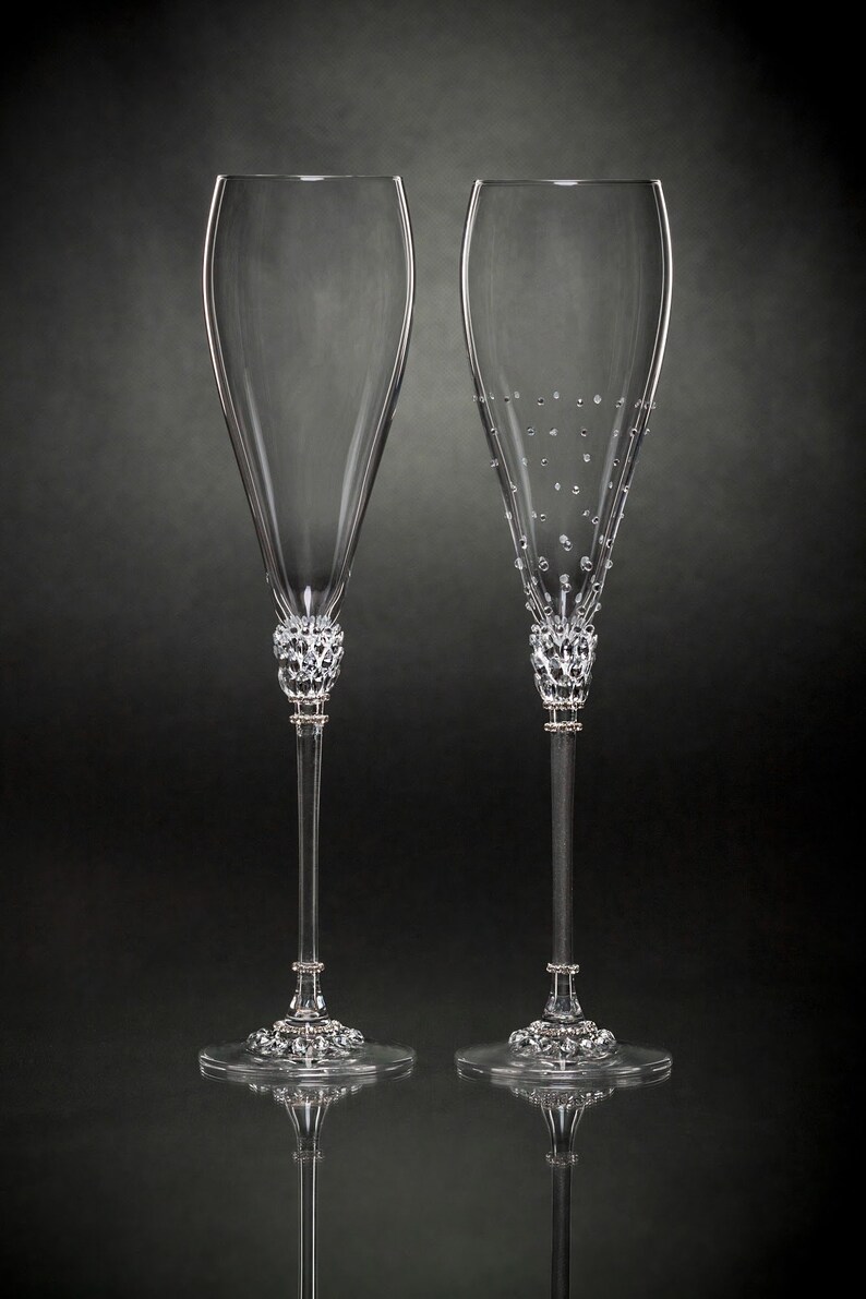 Wedding Glasses Cake Server Knife Silver Champagne Flutes Etsy