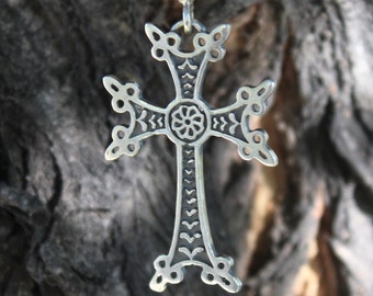 Solid Silver Cross Sterling Silver Orthodox Cross Pendant- 925 Sterling Silver Necklace Unisex Gift Armenian Silver Cross Pendant