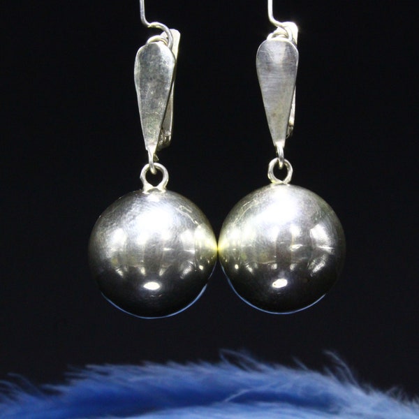 Sterling Silver Minimalist Ball Drop Earrings - Shaped Lever Back Earrings, 925 Genuine Sterling Silver Ball Lever Back Earrings
