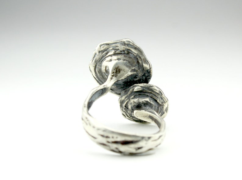 Pearl Statement Ring Handmade Silver Pearl Set Open Solid Silver Pearl Earrings White /& Black Pearl Silver Set Alternative Ring