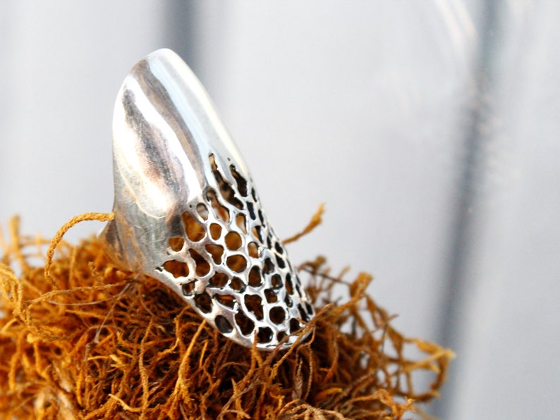 Large Boho Armor Sterling Silver Ring, Fashionable Statement Ring, Bold And Beautiful Medieval Contemporary Trendy Chunky Armenian jewelry image 7