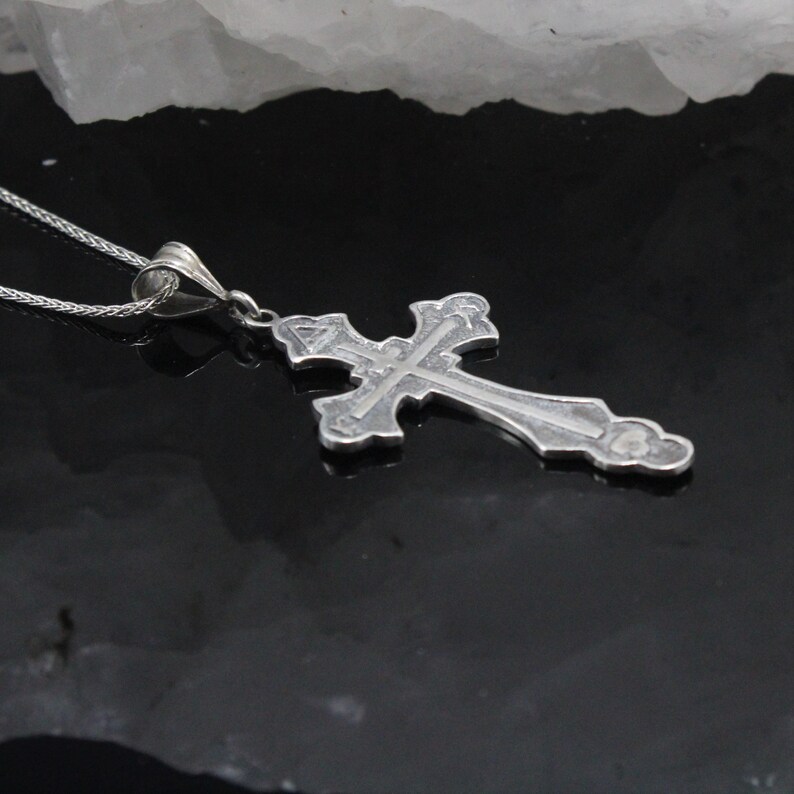Solid Silver Cross Sterling Silver Orthodox Cross Pendant- 925 Sterling Silver Necklace Unisex Gift Armenian Silver Cross Pendant