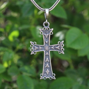 Solid Silver Cross Sterling Silver Orthodox Cross Pendant- 925 Sterling Silver Necklace Unisex Gift Armenian Silver Cross Pendant