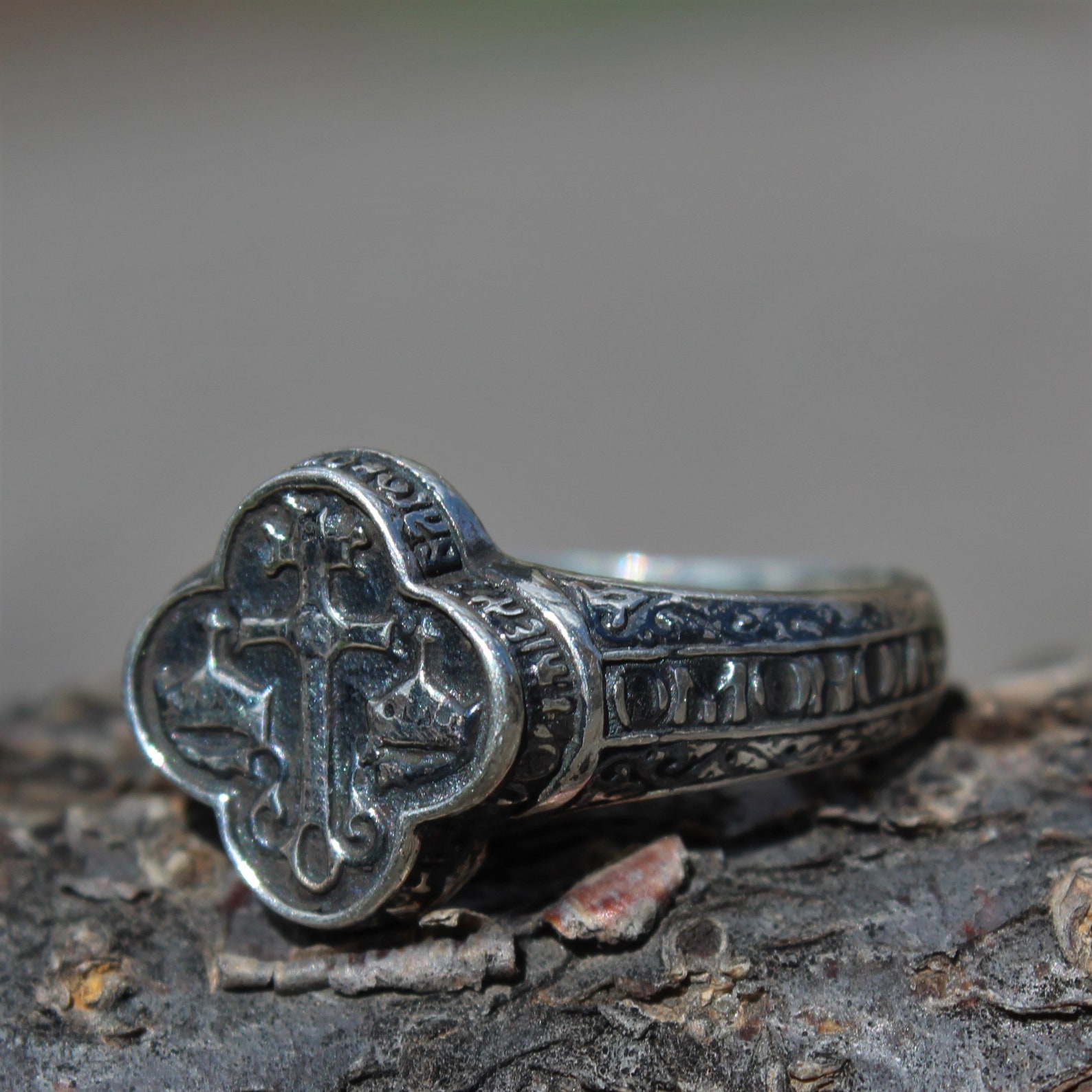 Mens Silver Iron Cross Ring Chevalier Knights Cross Etsy