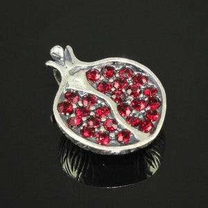 Sterling Silver Garnet Pomegranate Persephone Necklace Pendant Fruit Jewelry, Armenian Silver Jewelry