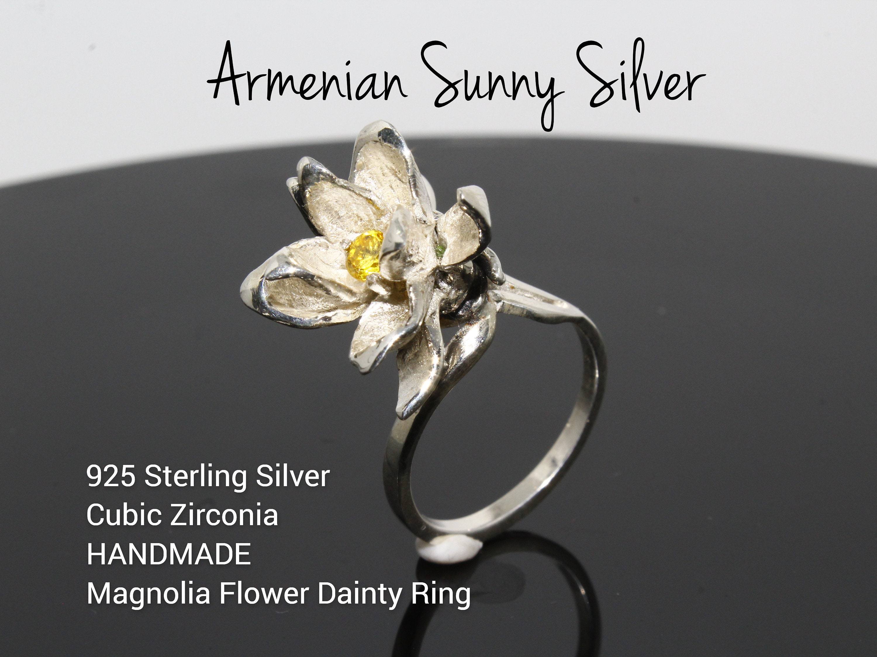 Magnolia flower ring discount