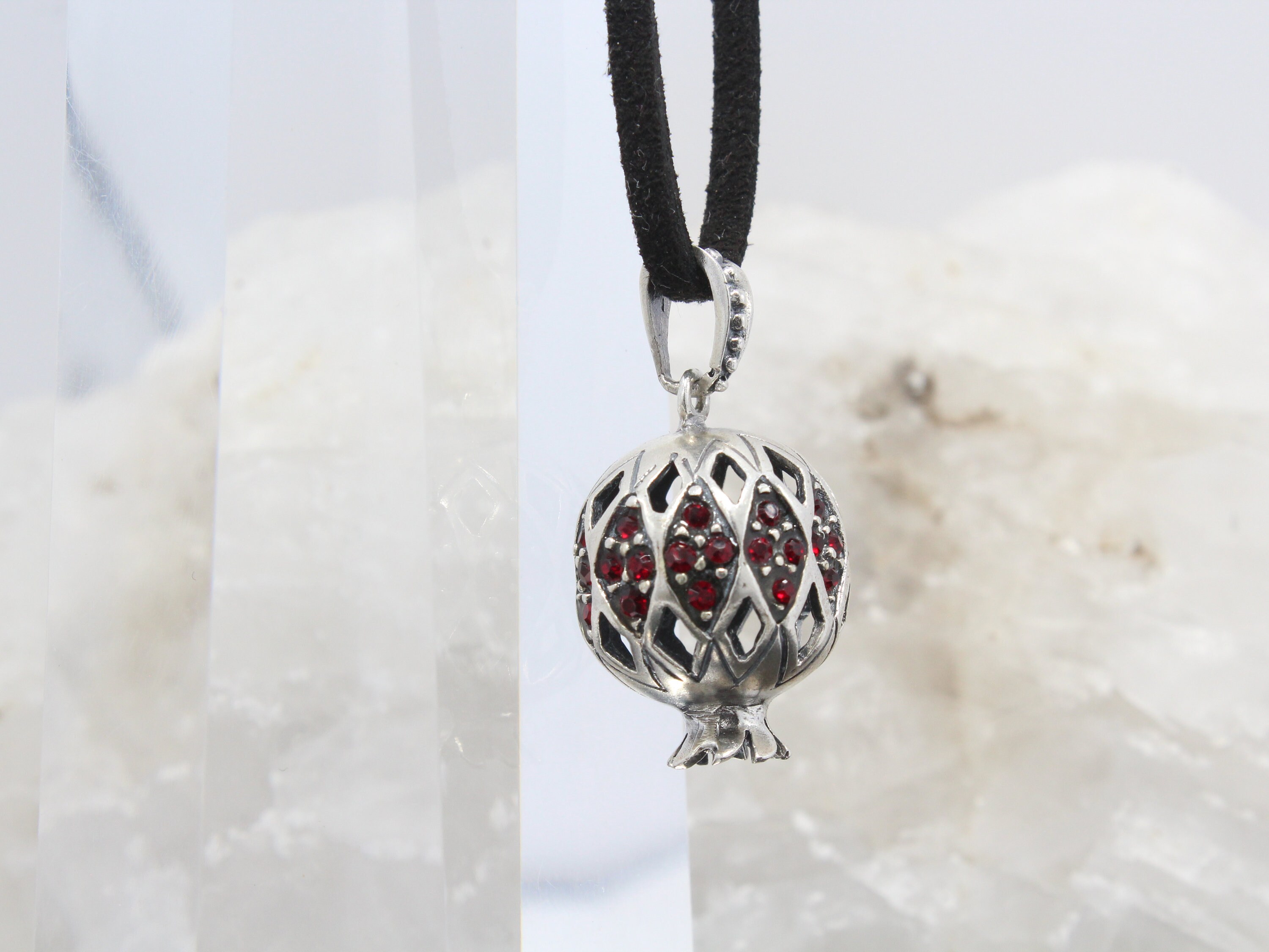Big Shiny Garnet Sterling Silver Pomegranate Pendant Necklace | Etsy