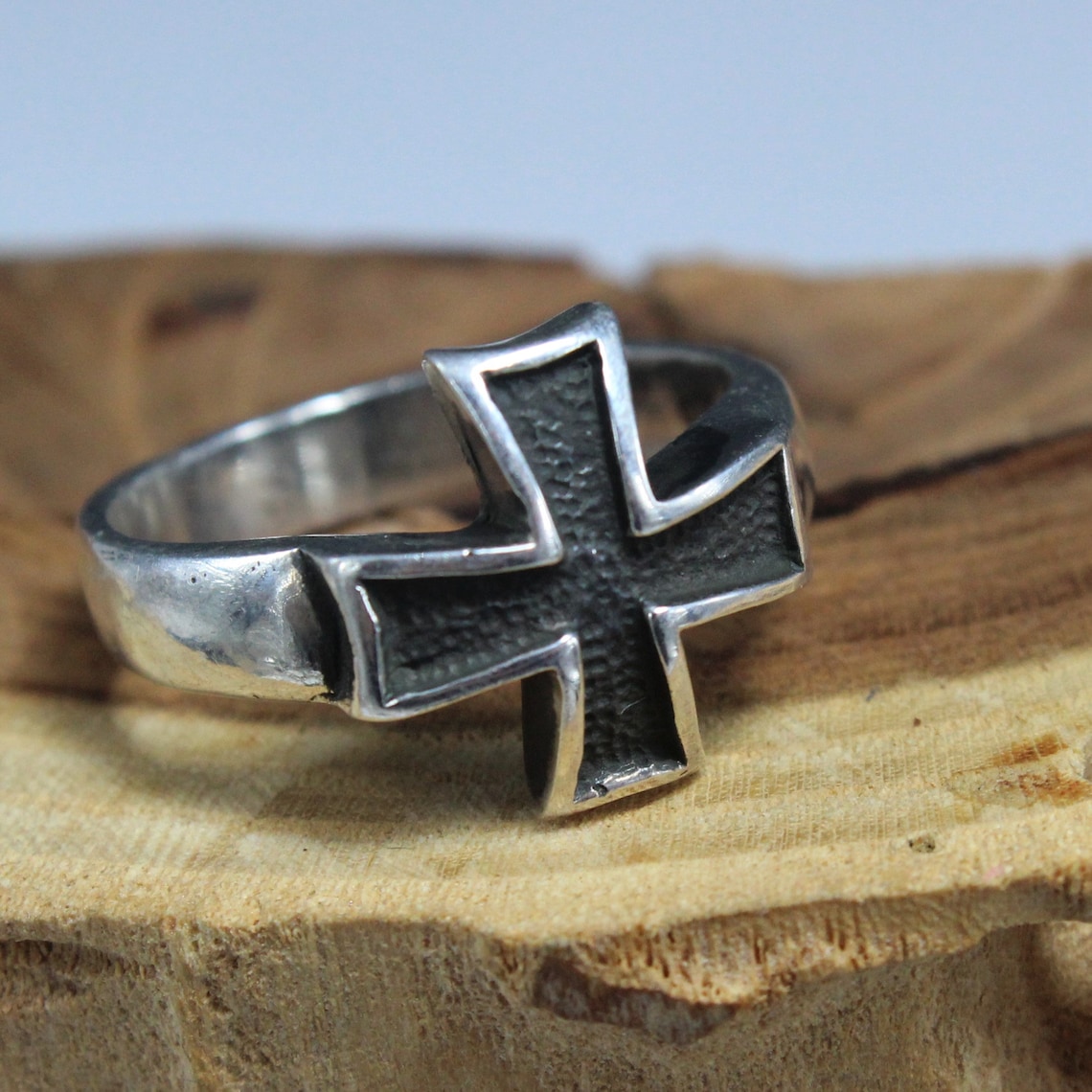 Mens Silver Iron Cross Ring Chevalier Knights Cross Etsy