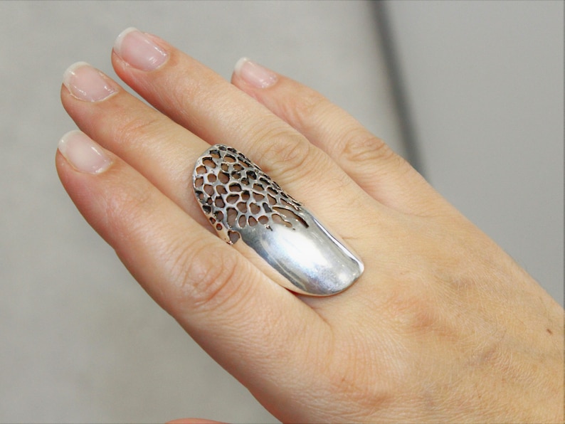 Large Boho Armor Sterling Silver Ring, Fashionable Statement Ring, Bold And Beautiful Medieval Contemporary Trendy Chunky Armenian jewelry image 2