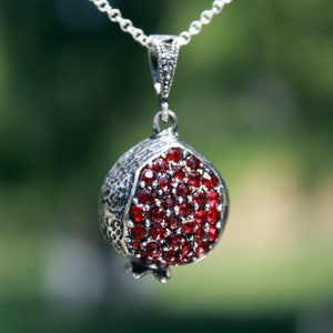 Sterling Silver Pomegranate Persephone Amulet Pendant Necklace, 925 Sterling Pomegranate Charm, Armenian Gift Jewelry, Homemade Jewellery