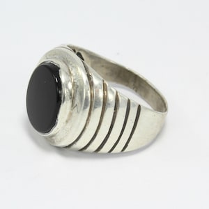 Sterling Silver Men's Onyx Black Stone Ring For Men, 925 Solid Silver Mens Onyx Armenian Jewelry