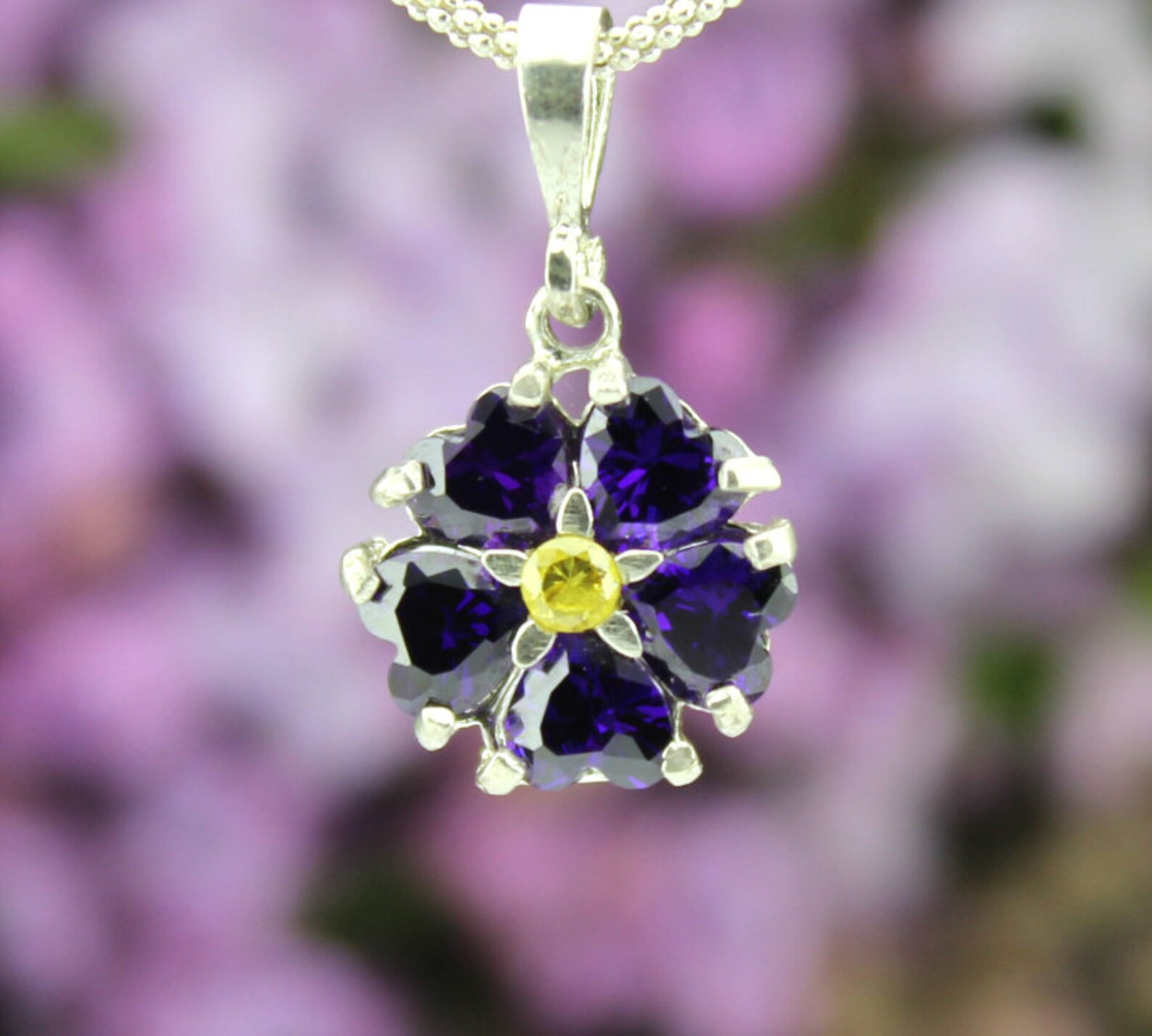 Pendant Forget me Not Flower Sterling Silver 925 Armenian | Etsy