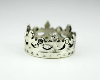 925 Sterling Silber Kronenring - Handgemachter Kronenring, Silberkönigsymbol Ring, Silberkronenring, Silberschmuck, kostenloser Versand