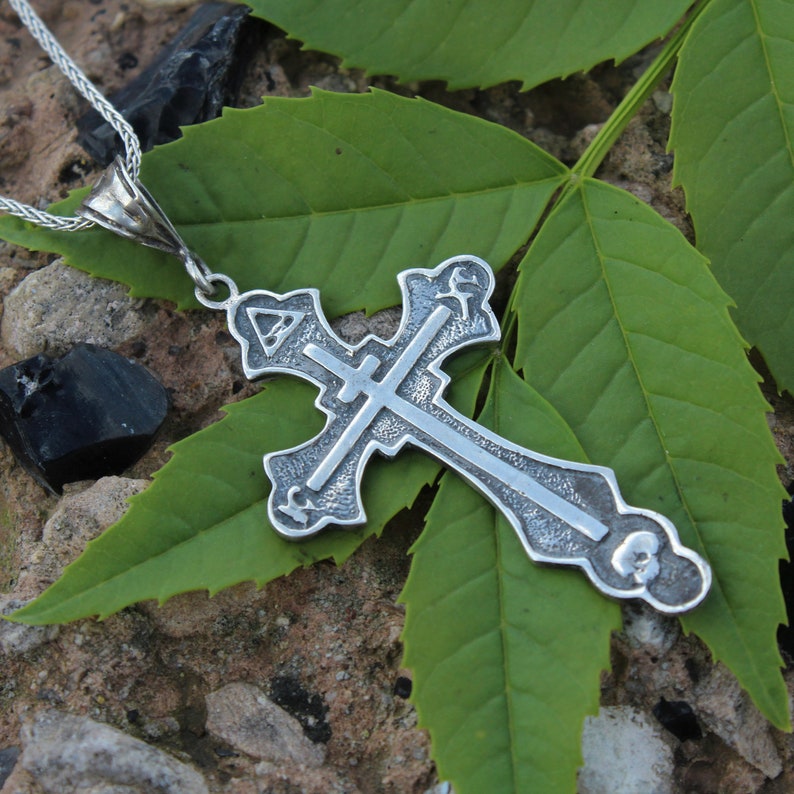 Solid Silver Cross Sterling Silver Orthodox Cross Pendant- 925 Sterling Silver Necklace Unisex Gift Armenian Silver Cross Pendant