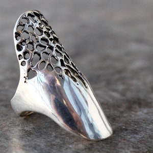 Large Boho Armor Sterling Silver Ring, Fashionable Statement Ring, Bold And Beautiful Medieval Contemporary Trendy Chunky Armenian jewelry image 9