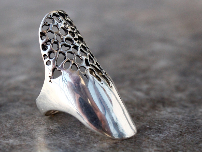 Large Boho Armor Sterling Silver Ring, Fashionable Statement Ring, Bold And Beautiful Medieval Contemporary Trendy Chunky Armenian jewelry image 9