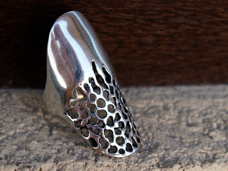 Large Boho Armor Sterling Silver Ring, Fashionable Statement Ring, Bold And Beautiful Medieval Contemporary Trendy Chunky Armenian jewelry image 4