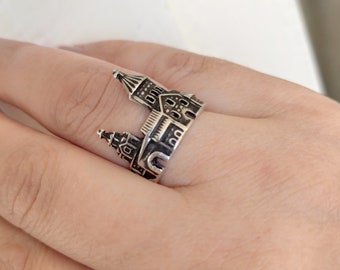 Armenian Church Jewelry - 925 Sterling Silver Ring, Tatev Monastery Unisex Band Ring, Armenian Church Men Women Ring