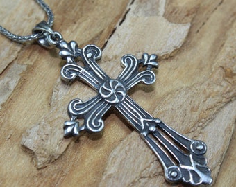 Collier croix homme argent arménien pendentif chrétien, cadeau pour homme