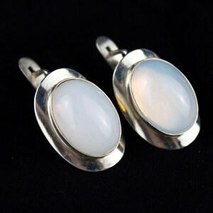 Sterling Silver Moonstone Ring Earrings Classic Jewelry Set, Oval Statement Handmade Adjustable Gemstone Womens Mothers Day Gift, Armenian Earrings