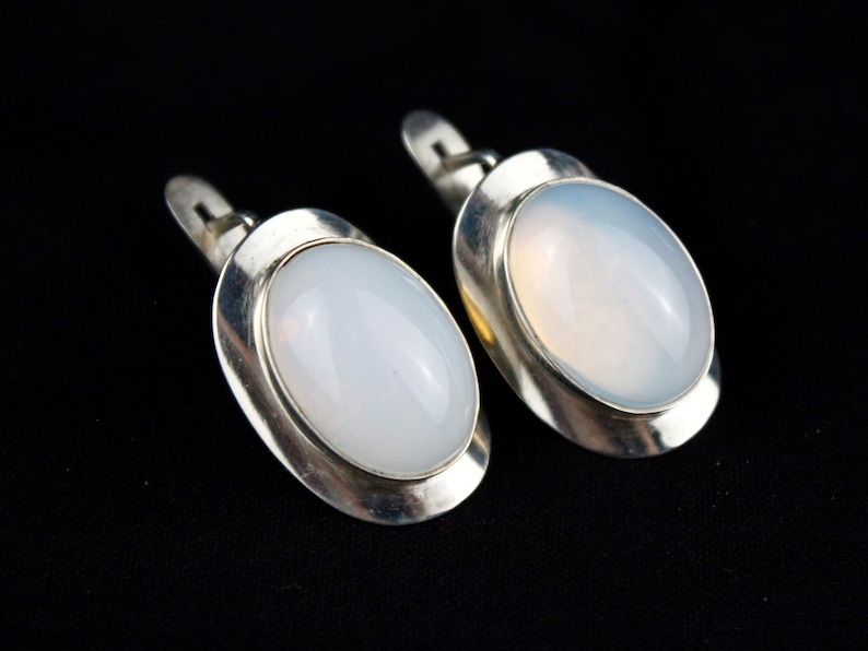 Sterling Silver Moonstone Ring Earrings Classic Jewelry Set, Oval Statement Handmade Adjustable Gemstone Womens Mothers Day Gift, Armenian Earrings