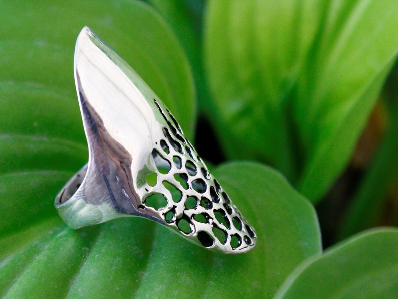 Large Boho Armor Sterling Silver Ring, Fashionable Statement Ring, Bold And Beautiful Medieval Contemporary Trendy Chunky Armenian jewelry image 5