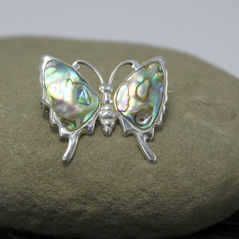 Sterling Silver Abalone Butterfly Brooch Abalone Butterfly Etsy