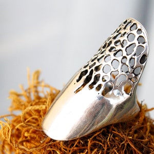 Large Boho Armor Sterling Silver Ring, Fashionable Statement Ring, Bold And Beautiful Medieval Contemporary Trendy Chunky Armenian jewelry image 6