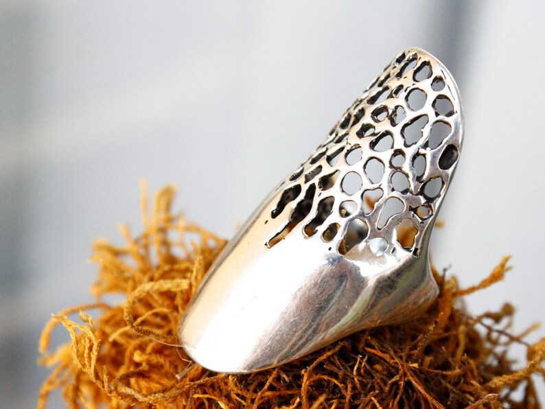 Large Boho Armor Sterling Silver Ring, Fashionable Statement Ring, Bold And Beautiful Medieval Contemporary Trendy Chunky Armenian jewelry image 6