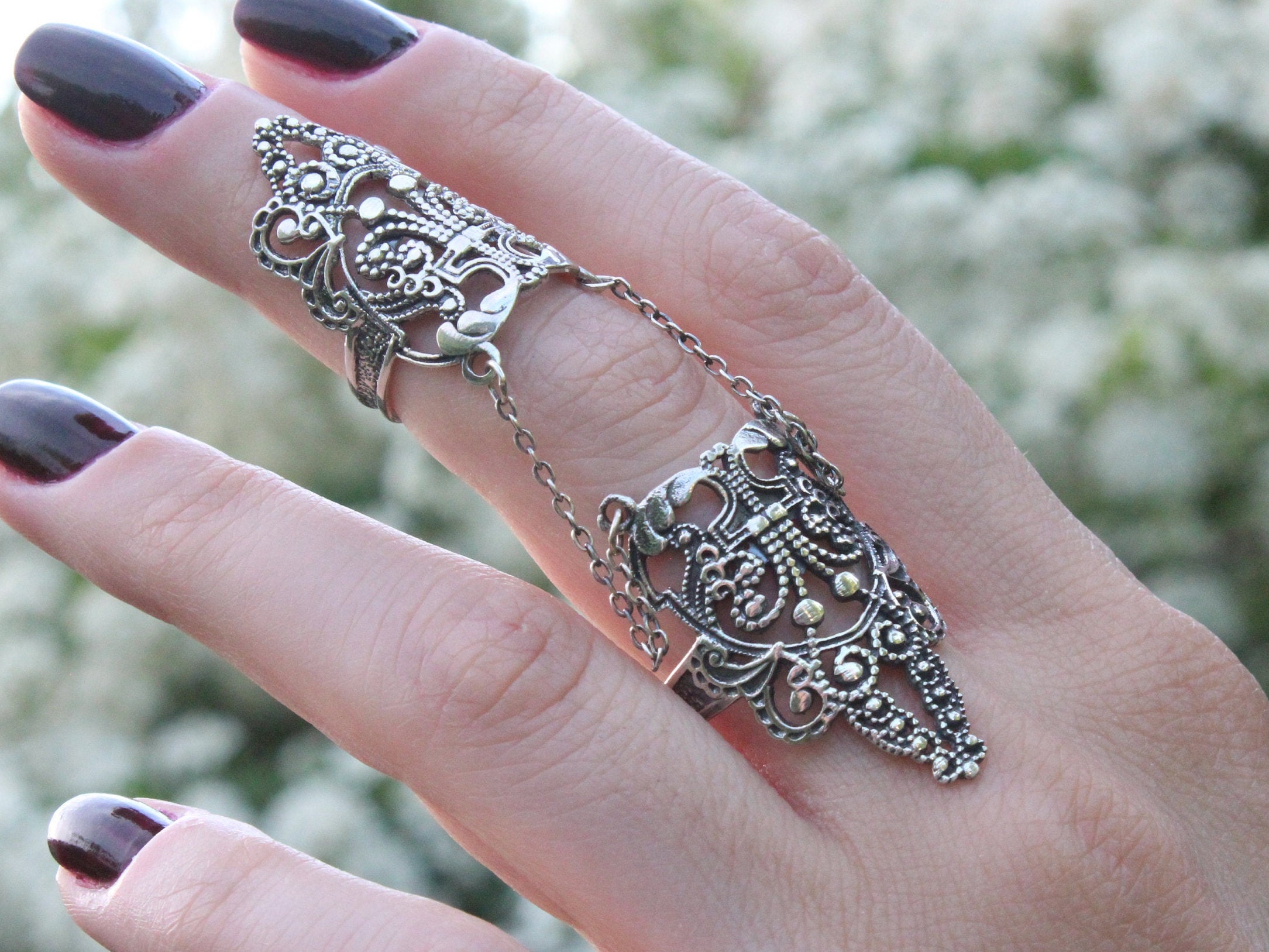 Double finger ring sterling silver sale