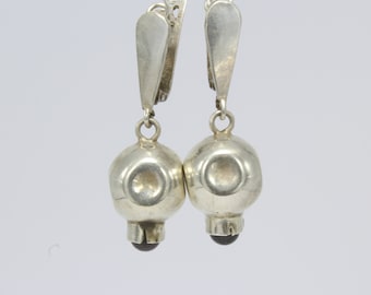 Pomegranate Sterling Silver Garnet Dangle Persephone Earrings, Fruit Drop Silver Earrings, Armenian Jewelry