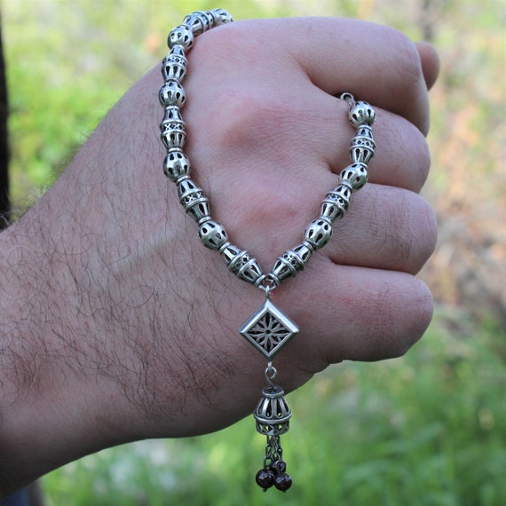 Mens sterling shop silver rosary beads
