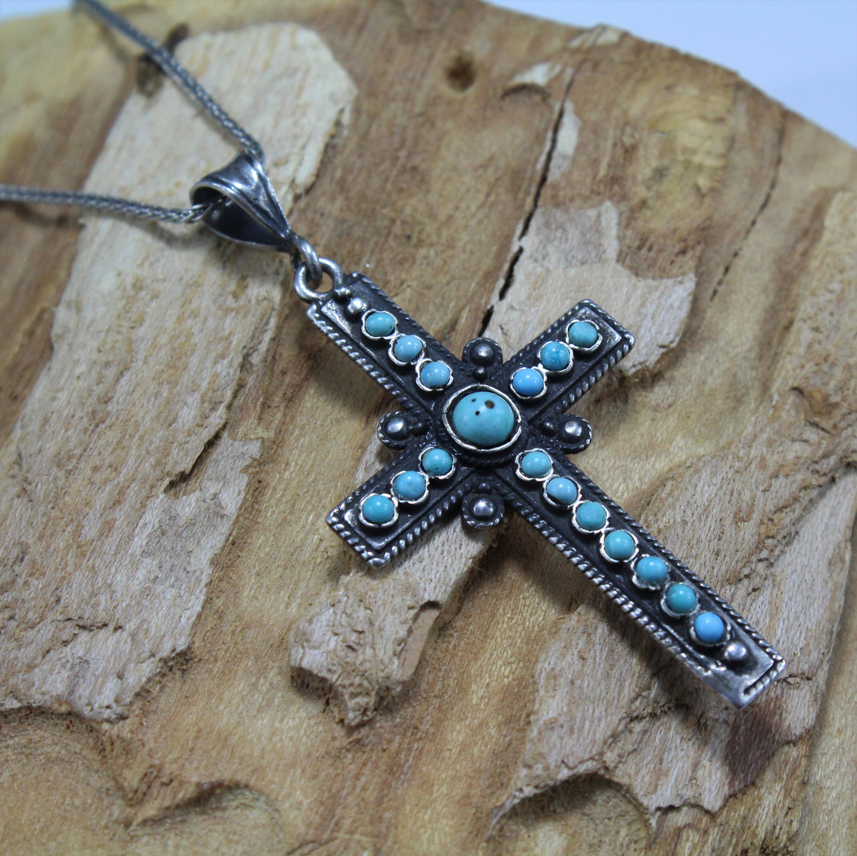 Amazon.com: Feeot Genuine Turquoise Cross Necklace for Women
