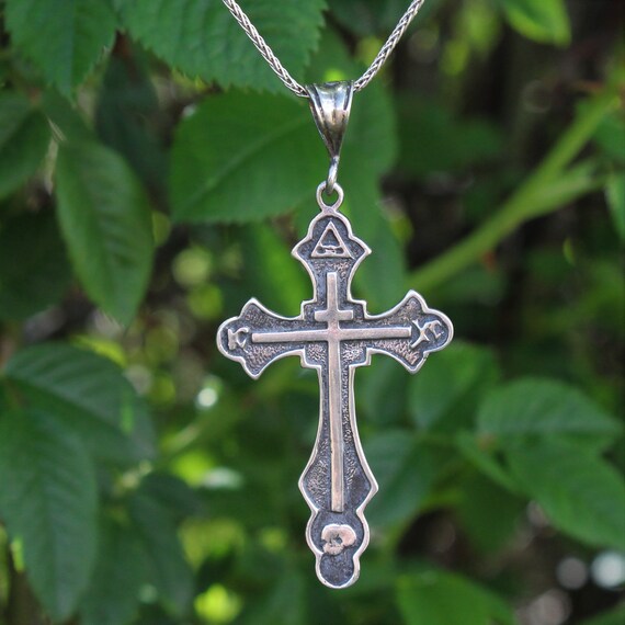 Solid Silver Cross Sterling Silver Orthodox Cross Pendant- 925 Sterling Silver Necklace Unisex Gift Armenian Silver Cross Pendant