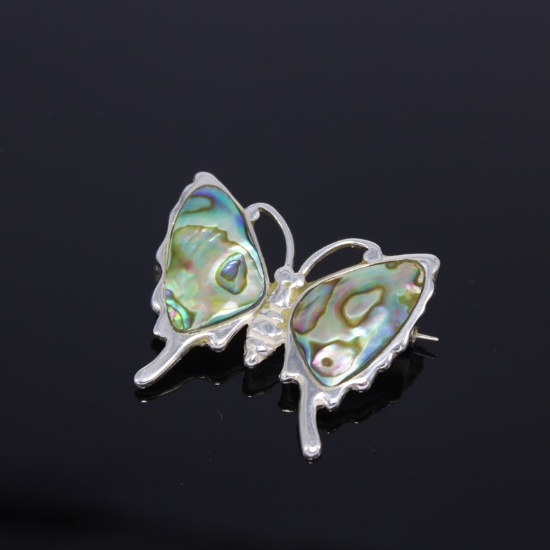 Sterling Silver Abalone Butterfly Brooch Abalone Butterfly Etsy