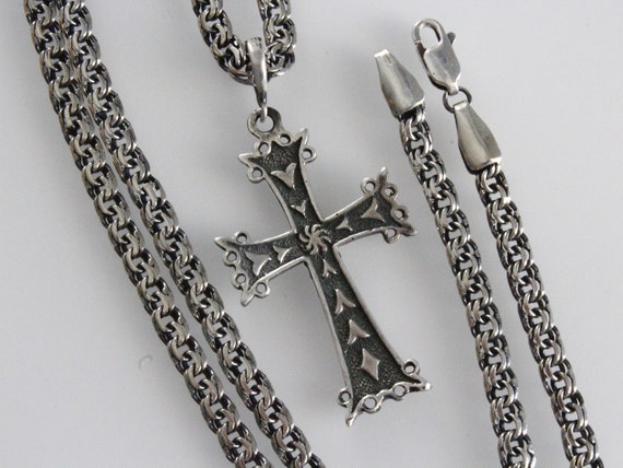 Sterling Silver Christian Armenian Cross Pendant Necklace Chain