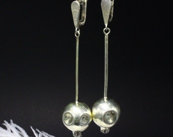 Pomegranate Sterling Silver Garnet Dangle Persephone Earrings, Fruit Drop Silver Earrings, Armenian Jewelry