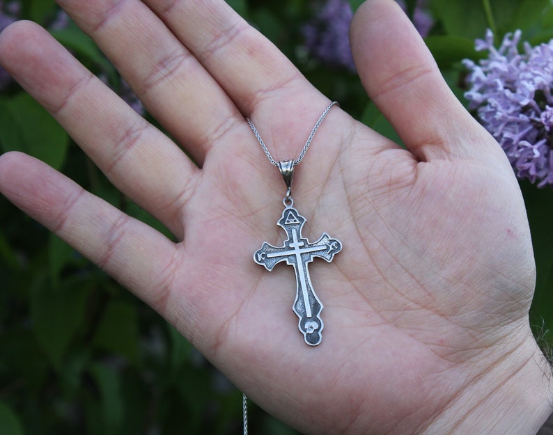 Solid Silver Cross Sterling Silver Orthodox Cross Pendant- 925 Sterling Silver Necklace Unisex Gift Armenian Silver Cross Pendant
