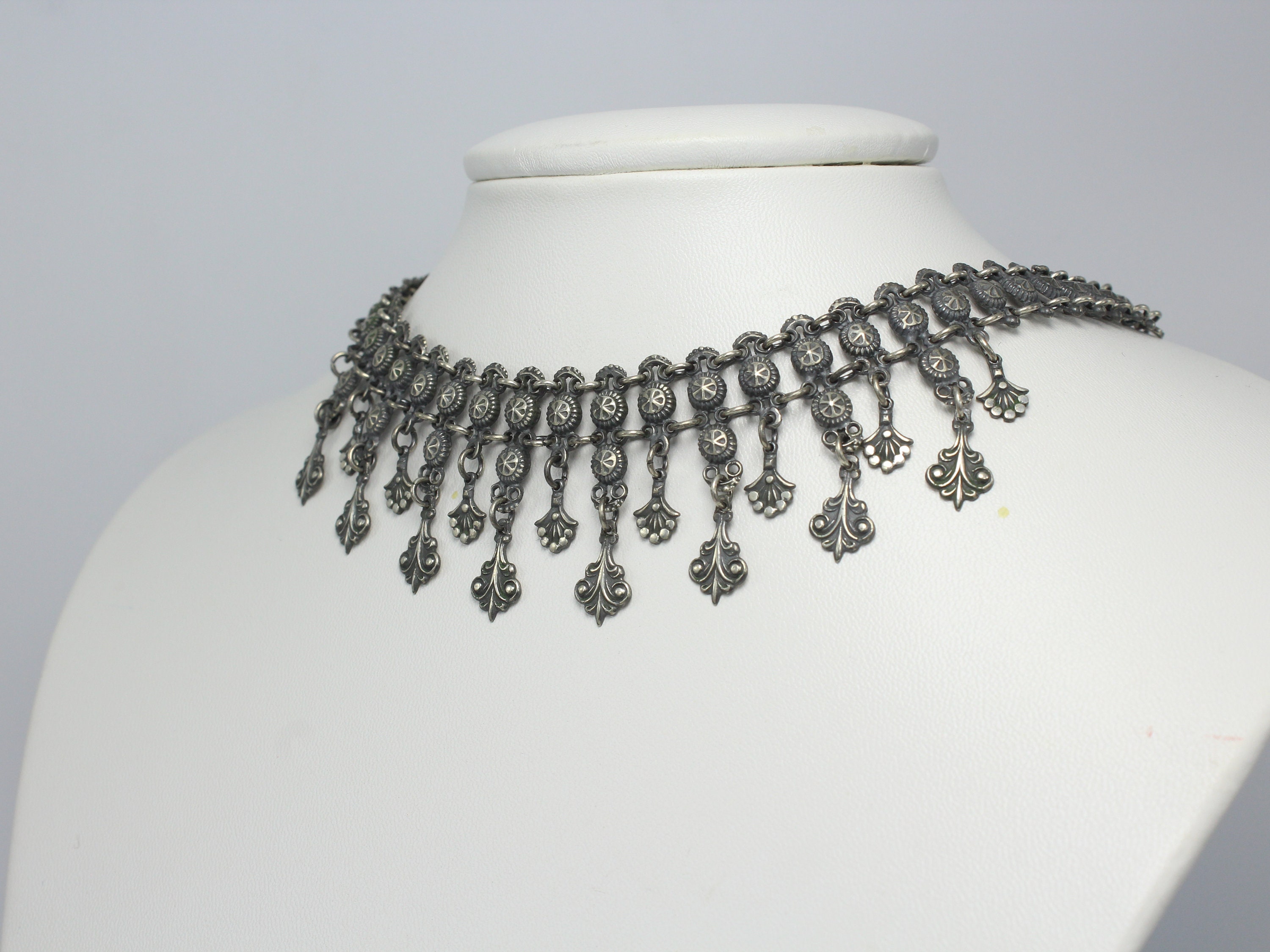 Antique silver store choker necklace