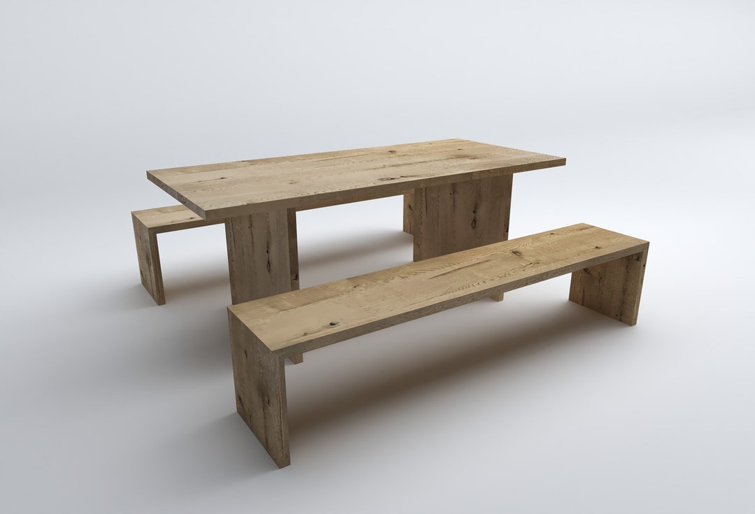 Custom Oak Dining Table With Bench, Oak Table and Bench, Dining Table