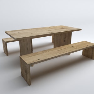 Table à manger en chêne personnalisée avec banc, table et banc en chêne, table à manger avec banc