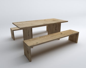 Custom Oak Dining Table With Bench, Oak Table and Bench, Dining Table With Bench