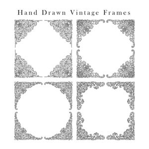 Hand Drawn Ornamental Vintage Frame  - Clip Art - SVG EPS PNG - Instant Download Graphic Design Resources - Commercial Use