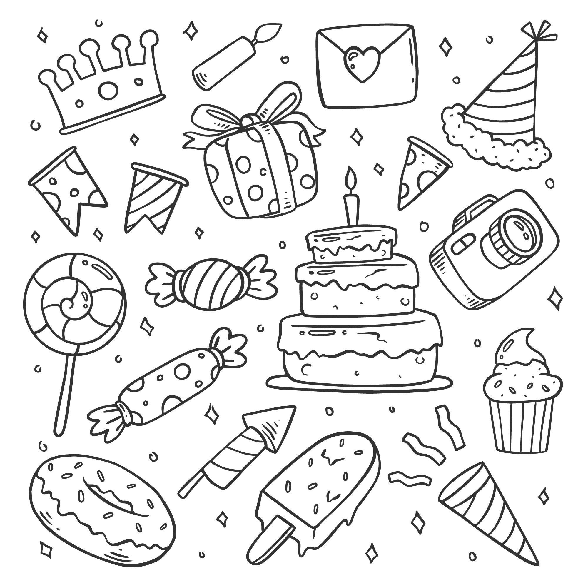 Hand gezeichnet E-Mail-Geburtstag Doodles Sammlung | Etsy