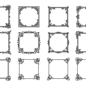 Vintage Hand Drawn Square Borders Frames Collection, Commercial Use, Instant Download, Vector Design, Clip Art