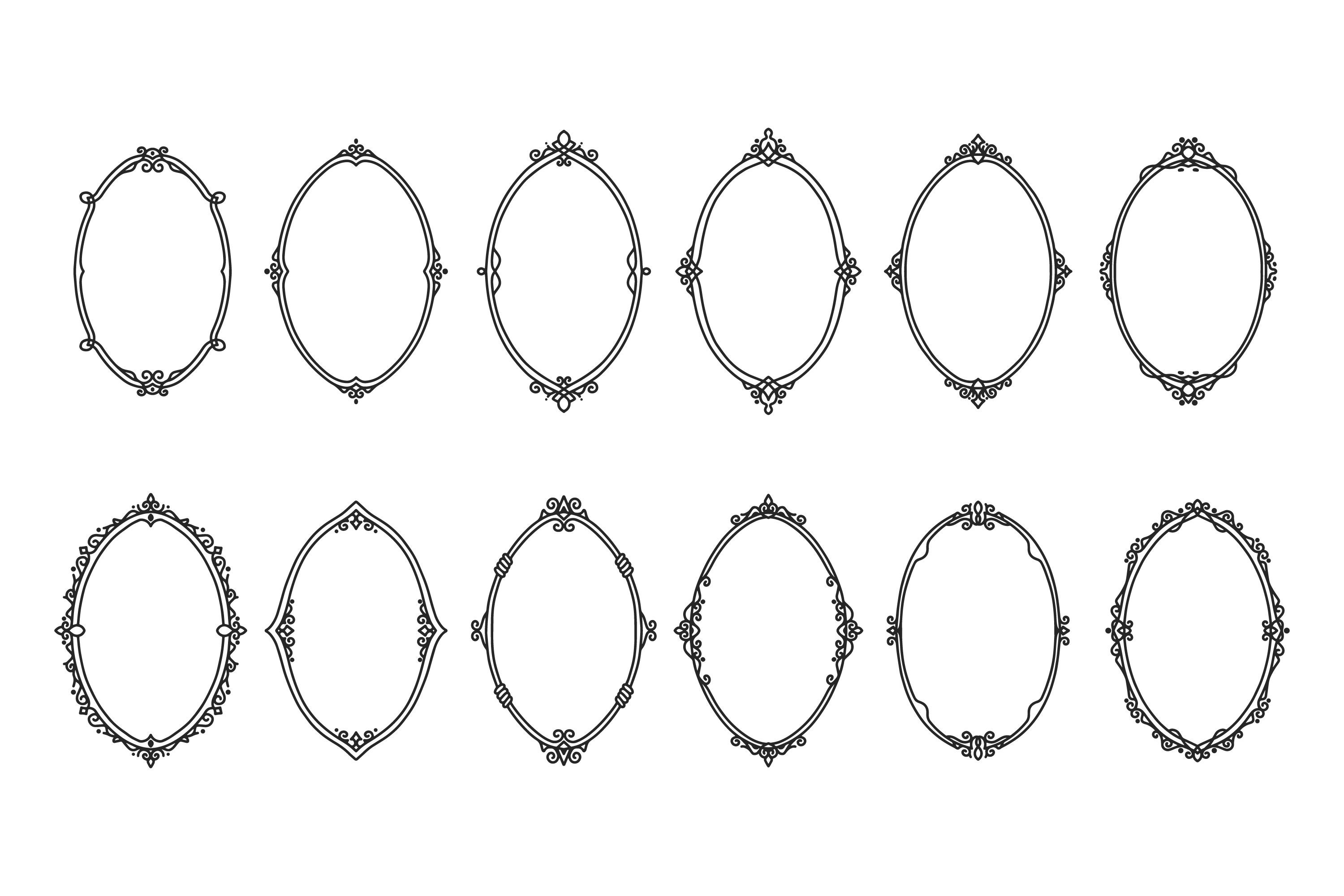 Hand Drawn Vintage Old Oval Border Frame Collection Etsy