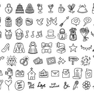 Hand Drawn Wedding Icons Collection - Clip Art - SVG EPS PNG - Instant Download Graphic Design Resources