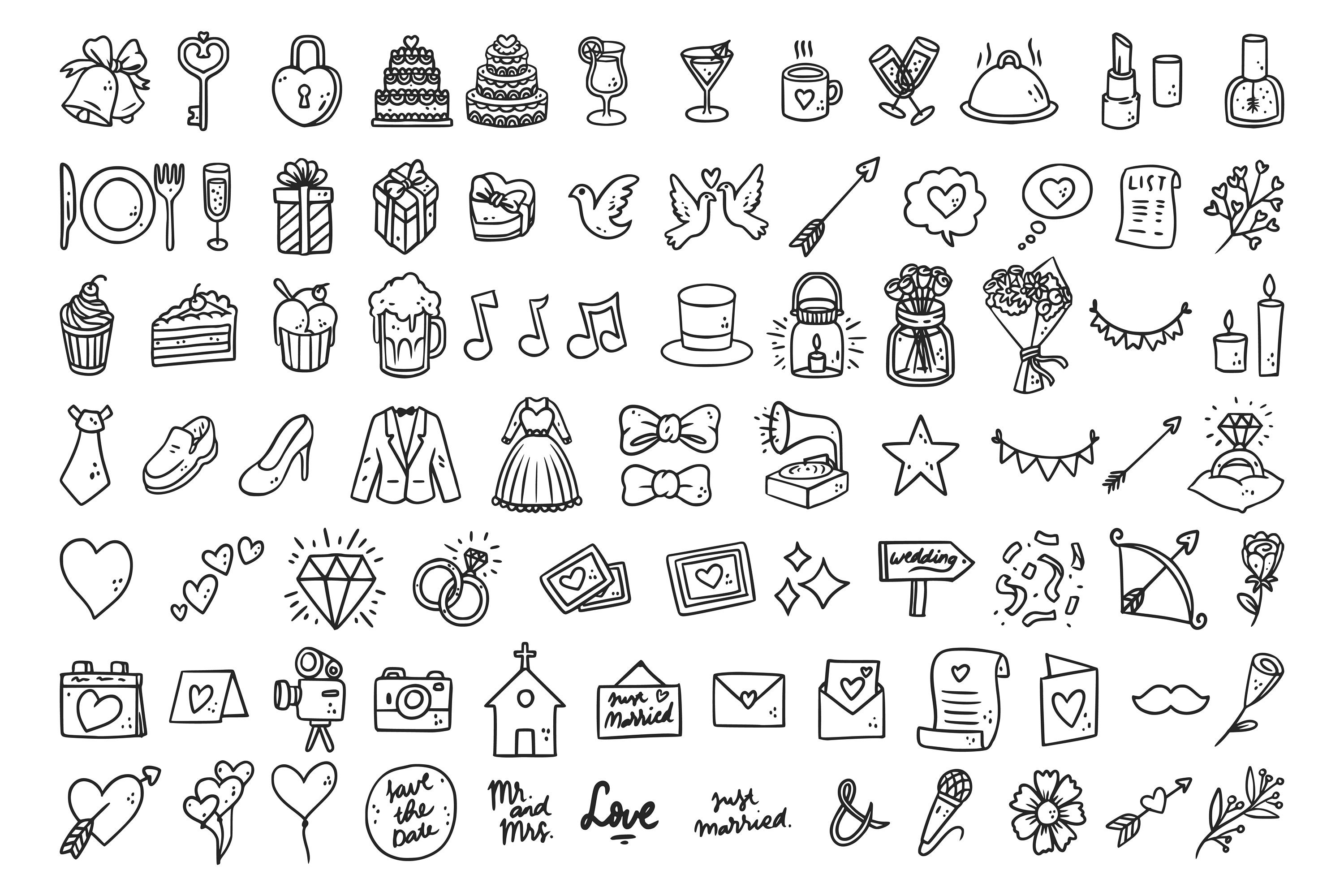 Wedding Icons Clipart Hand Drawn Clipart Wedding Clip Art | lupon.gov.ph