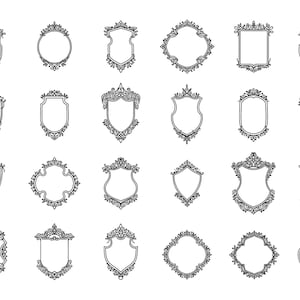 Hand Drawn Vintage Ornament Shield, Commercial Use, Instant Download, Vector Design